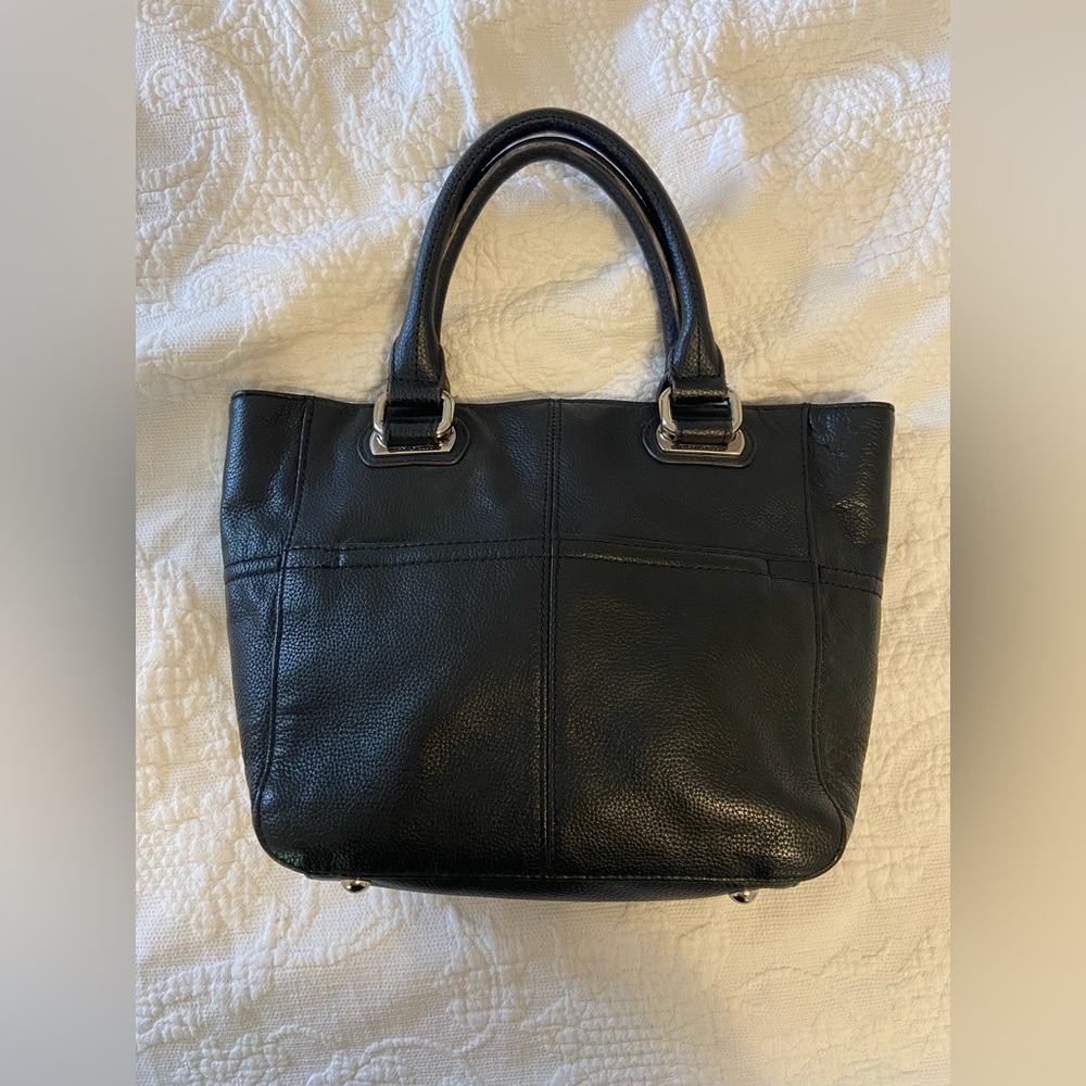 Tignanello black leather mini tote purse
